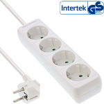 InLine Socket strip, 4-way earth contact CEE 7/3, white, 1.5m