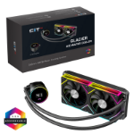 CIT Pro Glacier AIO 240mm Liquid CPU Cooler with ARGB LED Lighting, Dual PWM Fans, and Real-Time Temperature Display - Black