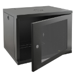 Videk 9u 550w x 550d Wall Mounting Cabinet c/w Glass Door - Black