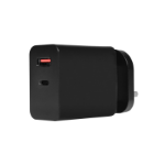 Powercool GaN 65W USB-C and USB-A Charger With 1.7m USB C To USB C Cable Included, Black