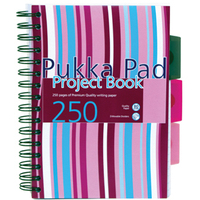 Pukka Pad Stripes Polypropylene Project Book 250 Pages A5 Blue/Pink (3 Pack) PROBA5