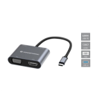Conceptronic DONN16G Bedraad USB 3.2 Gen 1 (3.1 Gen 1) Type-C Grijs