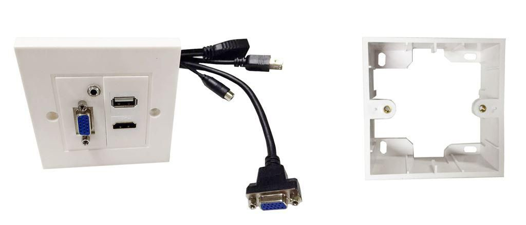Image of Vivolink WI221293 socket-outlet HDMI + VGA + USB A + 3.5mm White