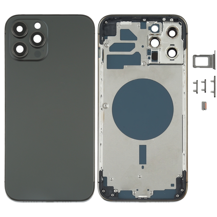 EU Product - iPhone 12 Pro Max Complete Back Cover with Frame (No Logo) - Black thumbnail