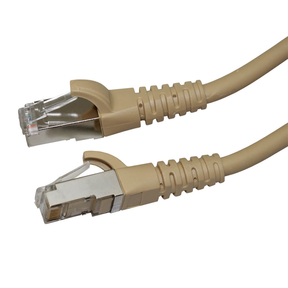 Videk Cat6A Booted LSZH 10g S/FTP RJ45 Patch Cable Beige 0.3m