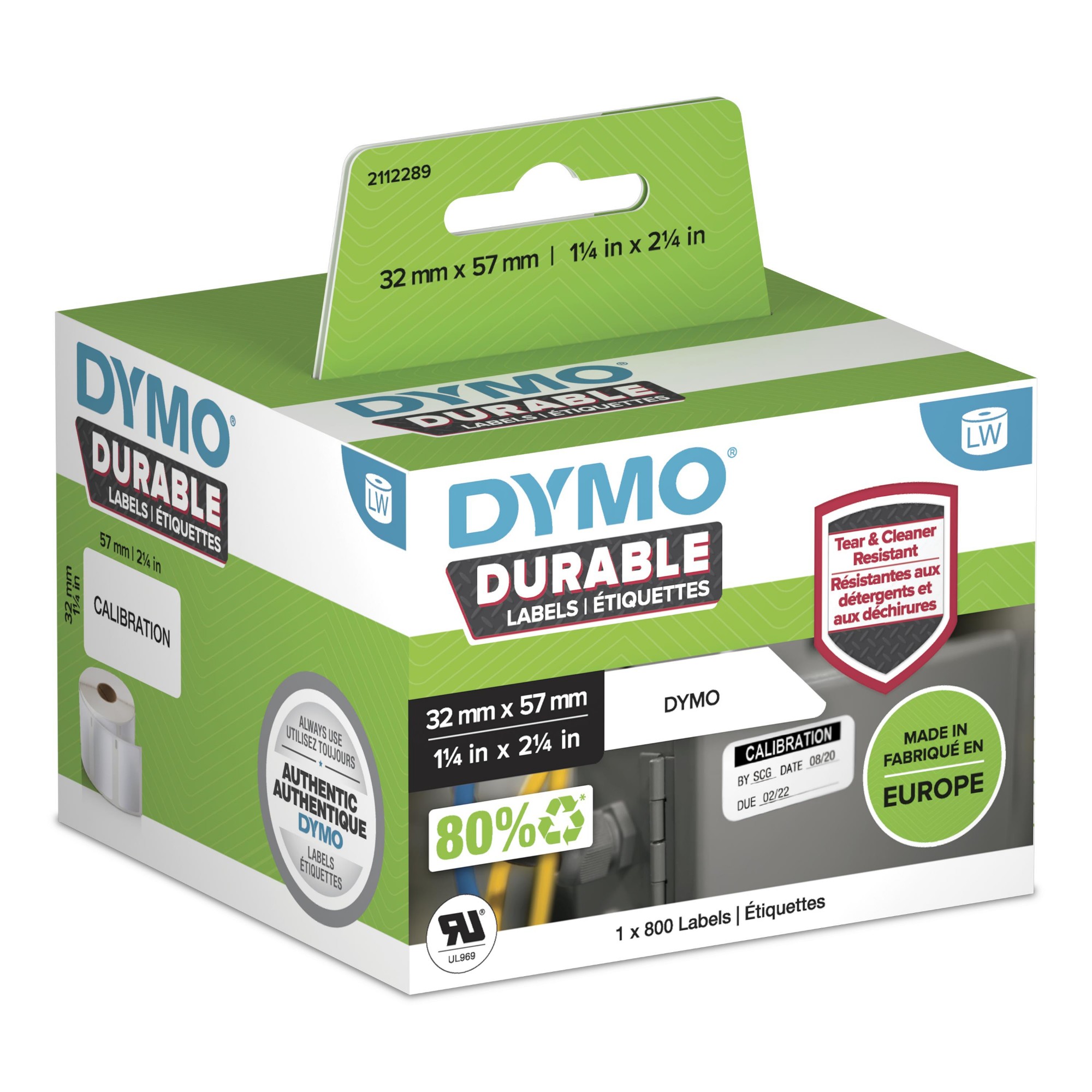 Dymo White Authentic Labelwriter Durable Labels | 57Mm X 32Mm | Poly |