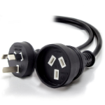 ALOGIC 3m Aus 3 Pin Mains Power Extension Cable BLACK - Male to Female