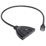 Manhattan HDMI 1080p Switch 3-Port, Integrated Cable, Black, Box