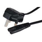 Maplin Power Lead IEC C7 Fig 8 2 Pin Plug to UK 3 Pin Mains Plug - 1.5m, 3 Amp Fuse