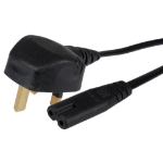 Maplin Power Lead IEC C7 Fig 8 2 Pin Plug to UK 3 Pin Mains Plug - 2m, 3 Amp Fuse