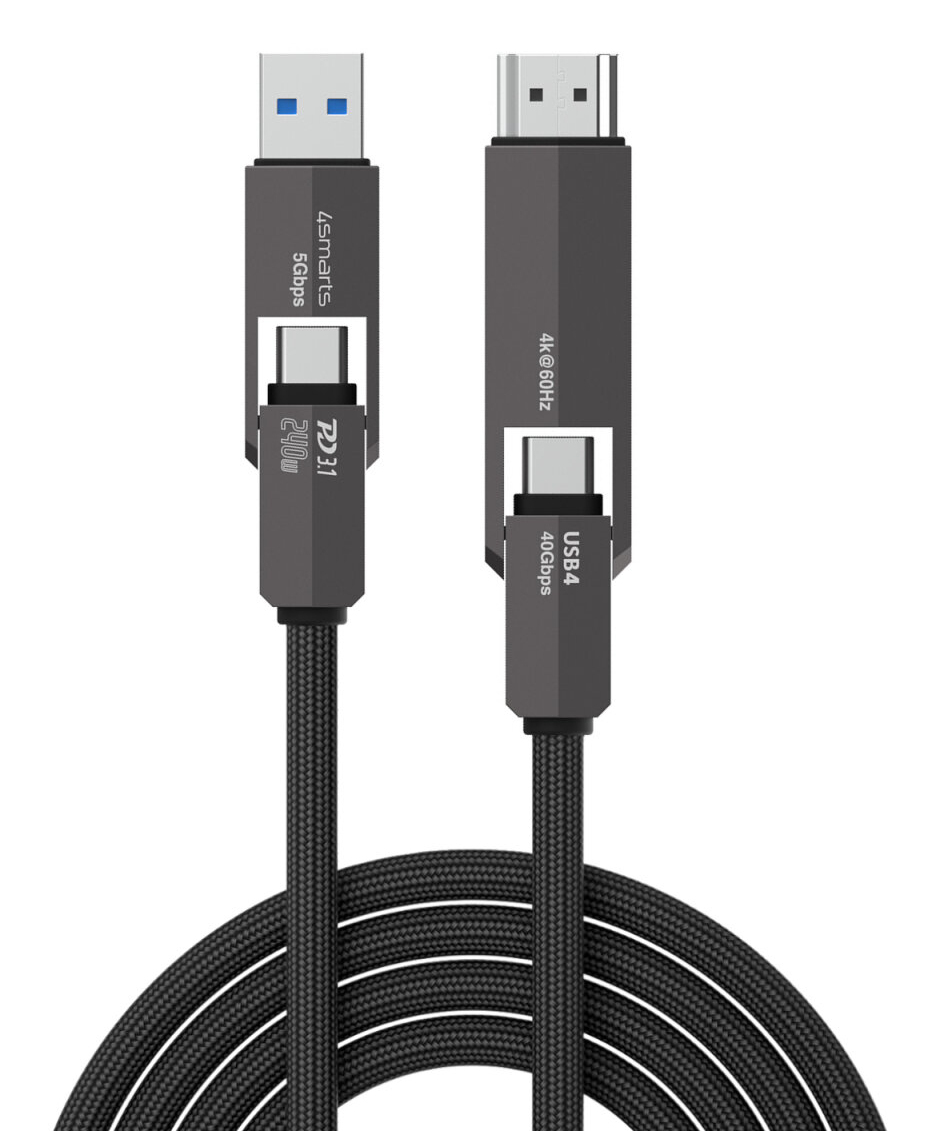 4smarts 549240 USB cable USB4 Gen 3x2 1.5 m USB C Black
