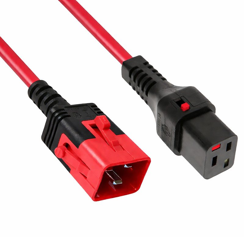 Fdl Red 2M Iec C20 Plug To Iec C19 Socket Dual Locking Ext.