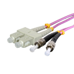 Cablenet 3m OM4 50/125 ST-SC Duplex Erika Violet LSOH Fibre Patch Lead