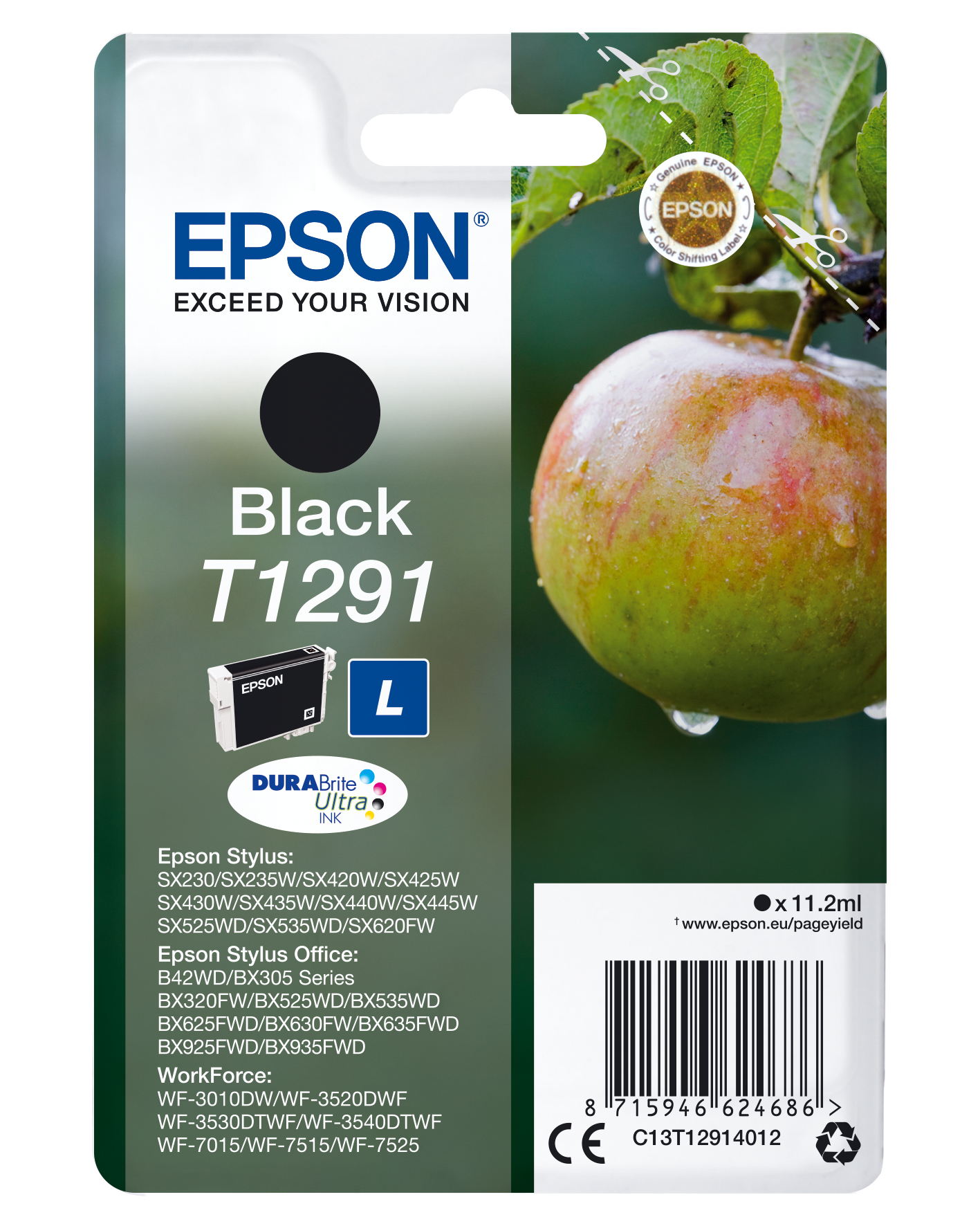 Image of Epson C13T12914012/T1291 Ink cartridge black, 380 pages ISO/IEC...