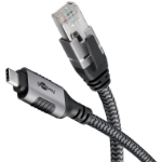 Goobay 70697 cable gender changer USB C RJ-45 Black, Silver