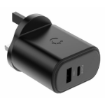 Cygnett PowerPlus 32W USB-C PD Dual Port Wall Charger UK - Black