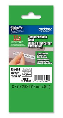 Image of Brother TZE-SE4 DirectLabel black on white Laminat 18mm x 8m for...