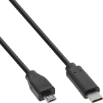 InLine USB 2.0 Cable, USB-C male / Micro-B male, black, 0.5m