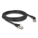 DeLOCK RJ45 Network Cable Cat.6A S/FTP plug 45° right angled to plug straight 2 m black