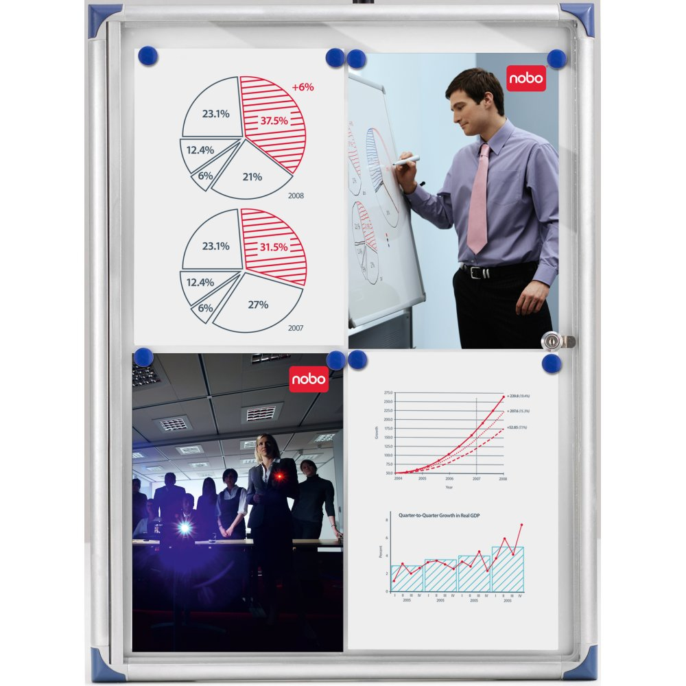 Nobo Extra Flat Magnetic Lockable Noticeboard 6XA4