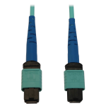 Tripp Lite N846B-02M-24-P 40/100/400G Multimode 50/125 OM3 Fiber Optic Cable (24F MTP/MPO-PC F/F), LSZH, Aqua, 2 m (6.6 ft.)