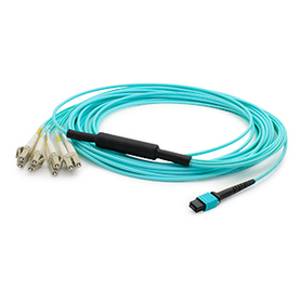 ADD-MPO-4LC5M5OM4 ADDON NETWORKS 5m MPO (Female) to 8xLC (Male) 8-Strand Aqua OM4 Fiber Fanout Cable