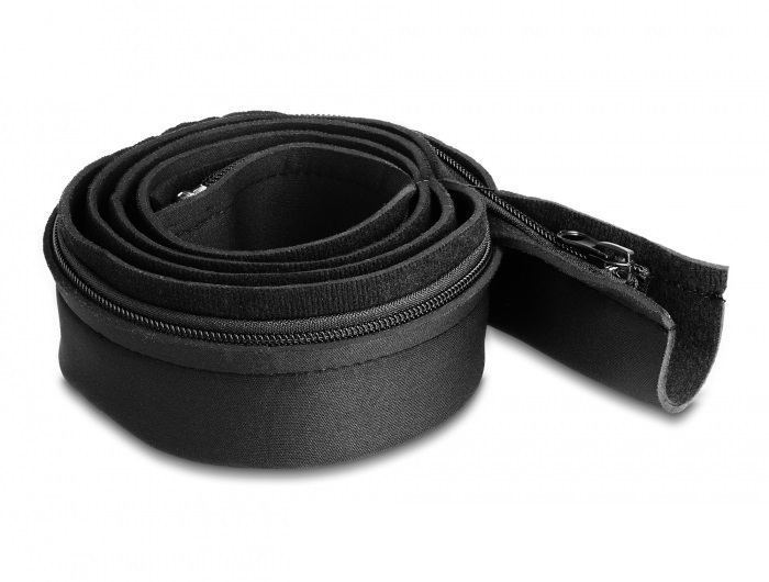 DeLOCK Cable sleeve neoprene flexible with zip 1.5 m x 100 mm black