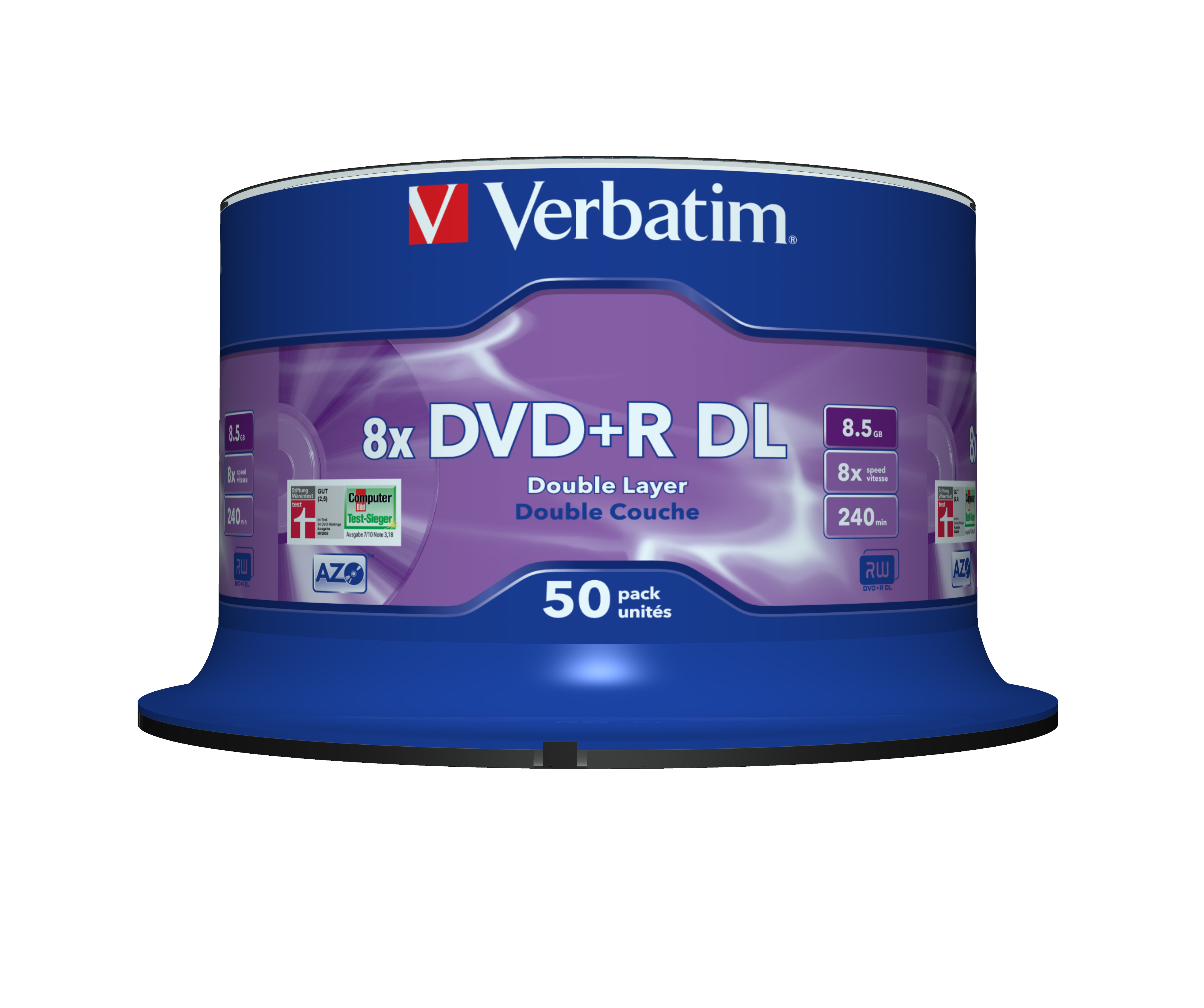 Image of Verbatim DVD+R Double Layer 8x Matt Silver 50pk Spindle