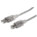 Manhattan USB-A to USB-B Cable, 5m, Male to Male, 480 Mbps (USB 2.0), Translucent Silver, Polybag