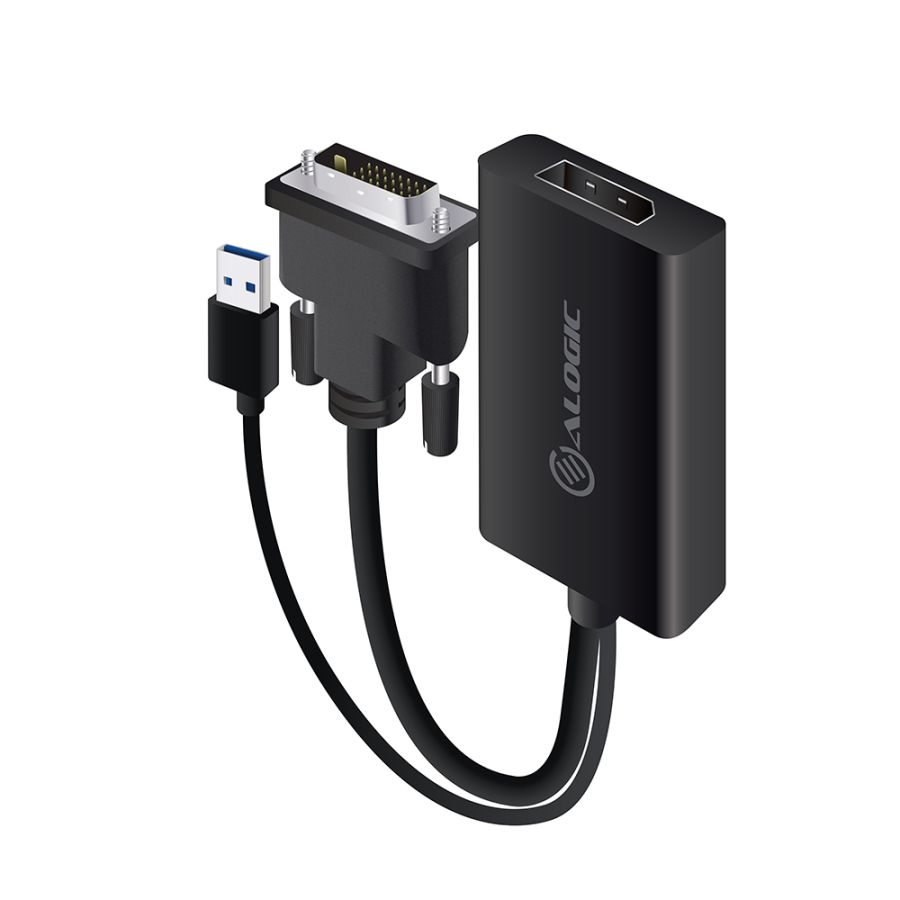 Image of ALOGIC DVI to DisplayPort Adapter Converter - Male to Female -...