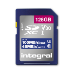 Integral INSDX128G-100V30 128GB SD CARD SDXC UHS-1 U3 CL10 V30 UP TO 100MBS READ 45MBS WRITE memory card UHS-I