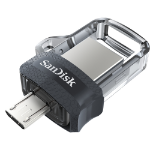 SanDisk 64GB Ultra Dual m3.0 USB flash drive USB Type-A / Micro-USB 3.2 Gen 1 (3.1 Gen 1) Gray, Stainless steel