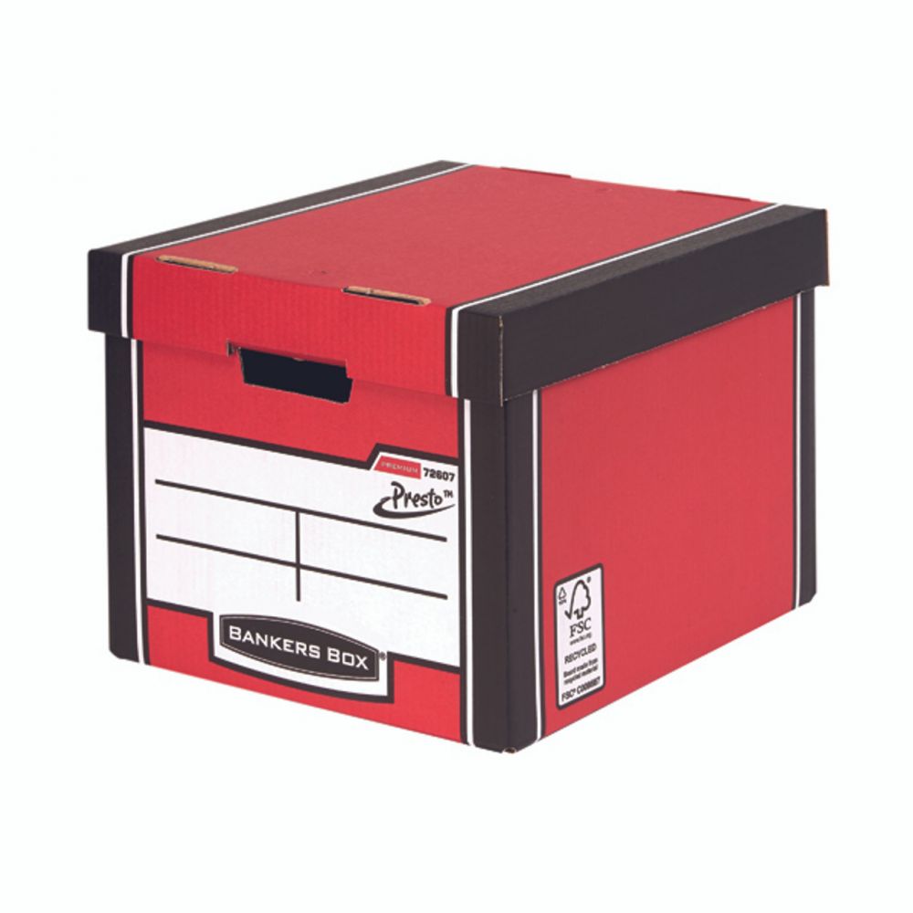 Bankers Box PREMIUM TALL STORAGE BOX RED PK5