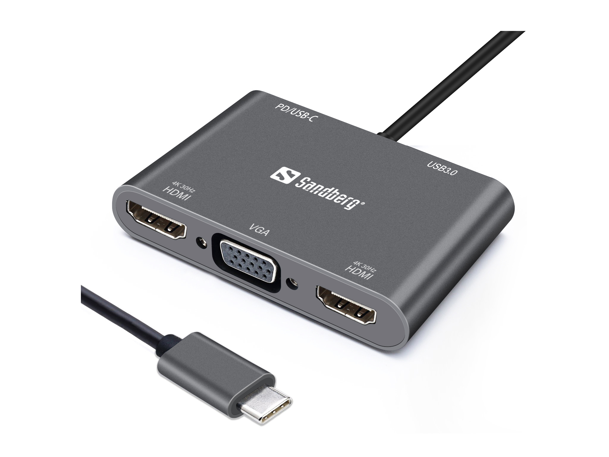 Image of Sandberg USB-C Dock 2xHDMI+1xVGA+USB+PD