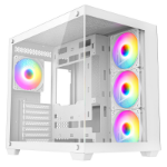 CRONUS Pallas Case, Gaming, White, Mid Tower, 1 x USB 3.0 / 2 x USB 2.0, Tempered Glass Front & Side Window Panels, RGB LED Fans, ATX, Micro ATX, Mini-ITX, Stealth Motherboard Compatible