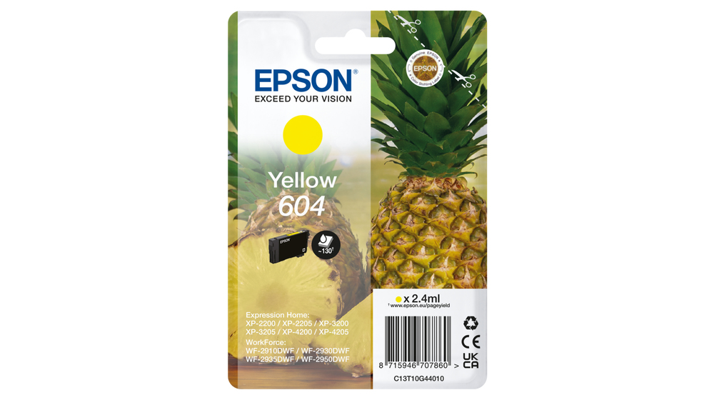 Image of Epson C13T10G44010/604 Ink cartridge yellow, 130 pages 2,4ml for...