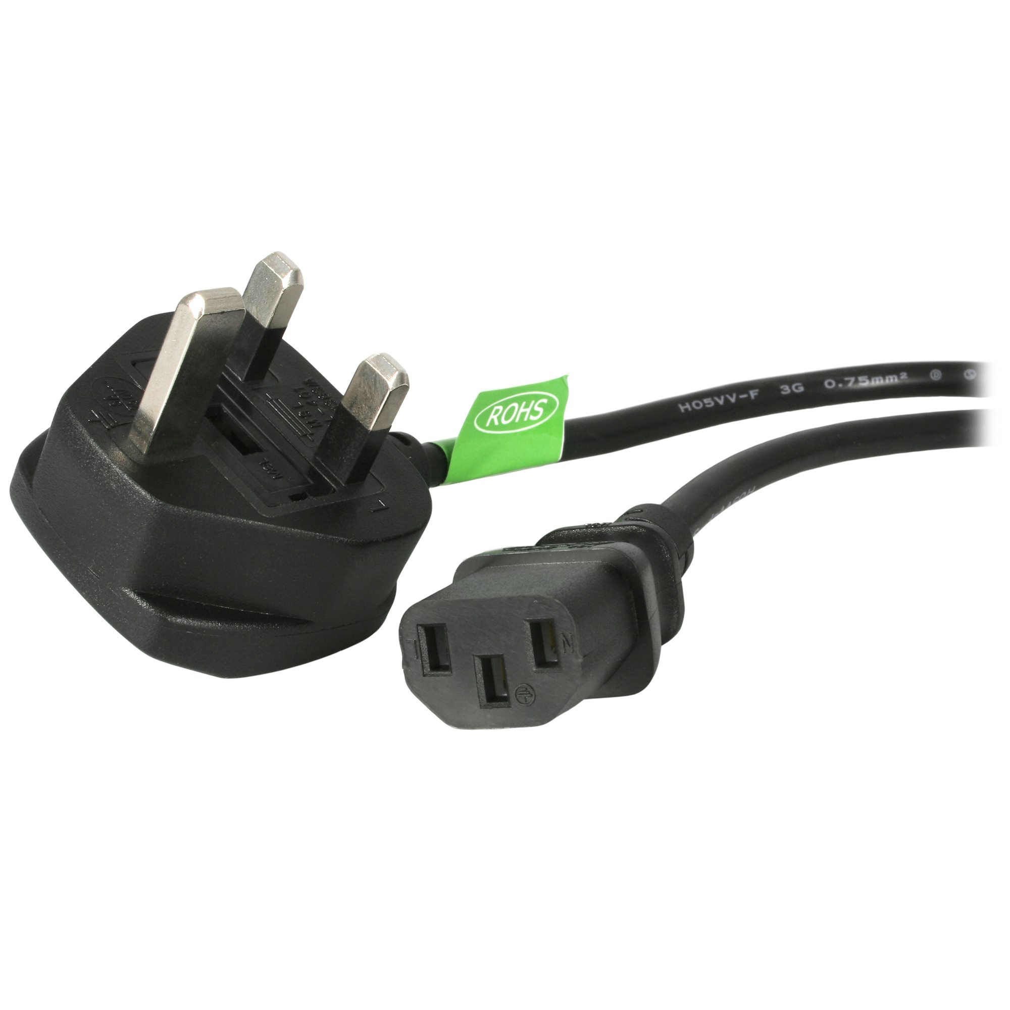 Image of StarTech.com 3ft (1m) UK Computer Power Cable, BS 1363 to C13,...