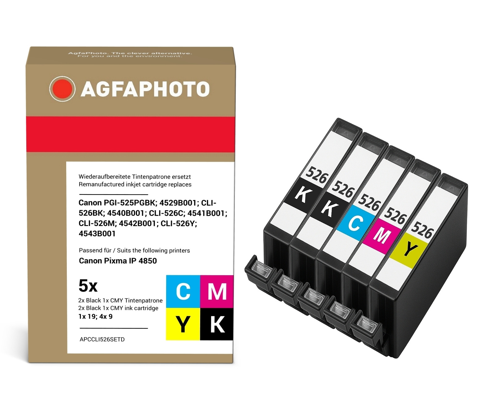 Image of AgfaPhoto Compatible Ink Cartridge Multipack. Black/Black/Cyan/Magenta