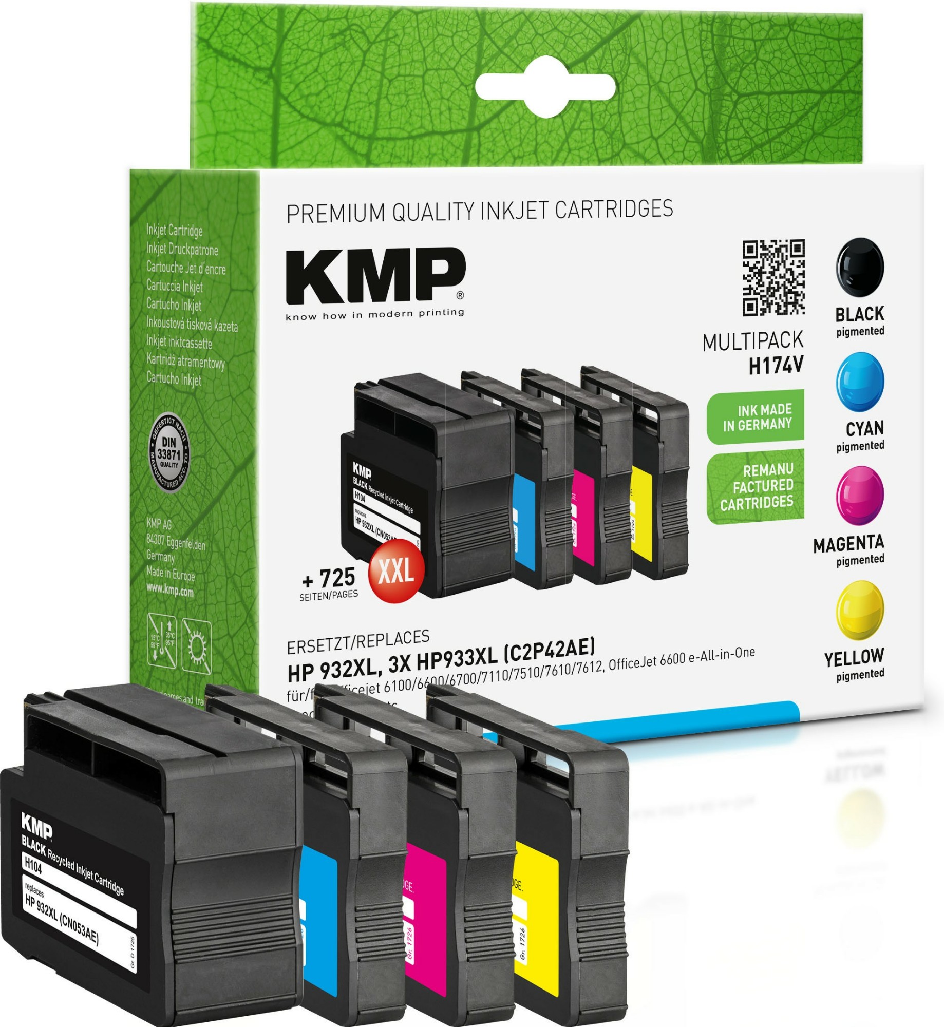 KMP Multipack H174 ink cartridge Black, Cyan, Magenta, Yellow