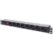 Intellinet 19" 1U Rackmount 8-Way Power Strip - German Type, With On/Off Switch and Overload Protection, 3m Power Cord (Euro 2-pin plug)