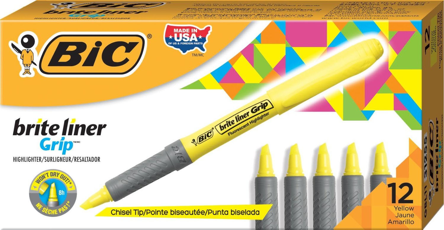 Image of BIC 811935 marker 12 pc(s) Chisel tip Yellow