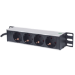 Intellinet 10" 1U Rackmount 4-Way Power Strip - German Type", With Power Indicator, No Surge Protection, 1.8m Power Cord (Euro 2-pin plug)