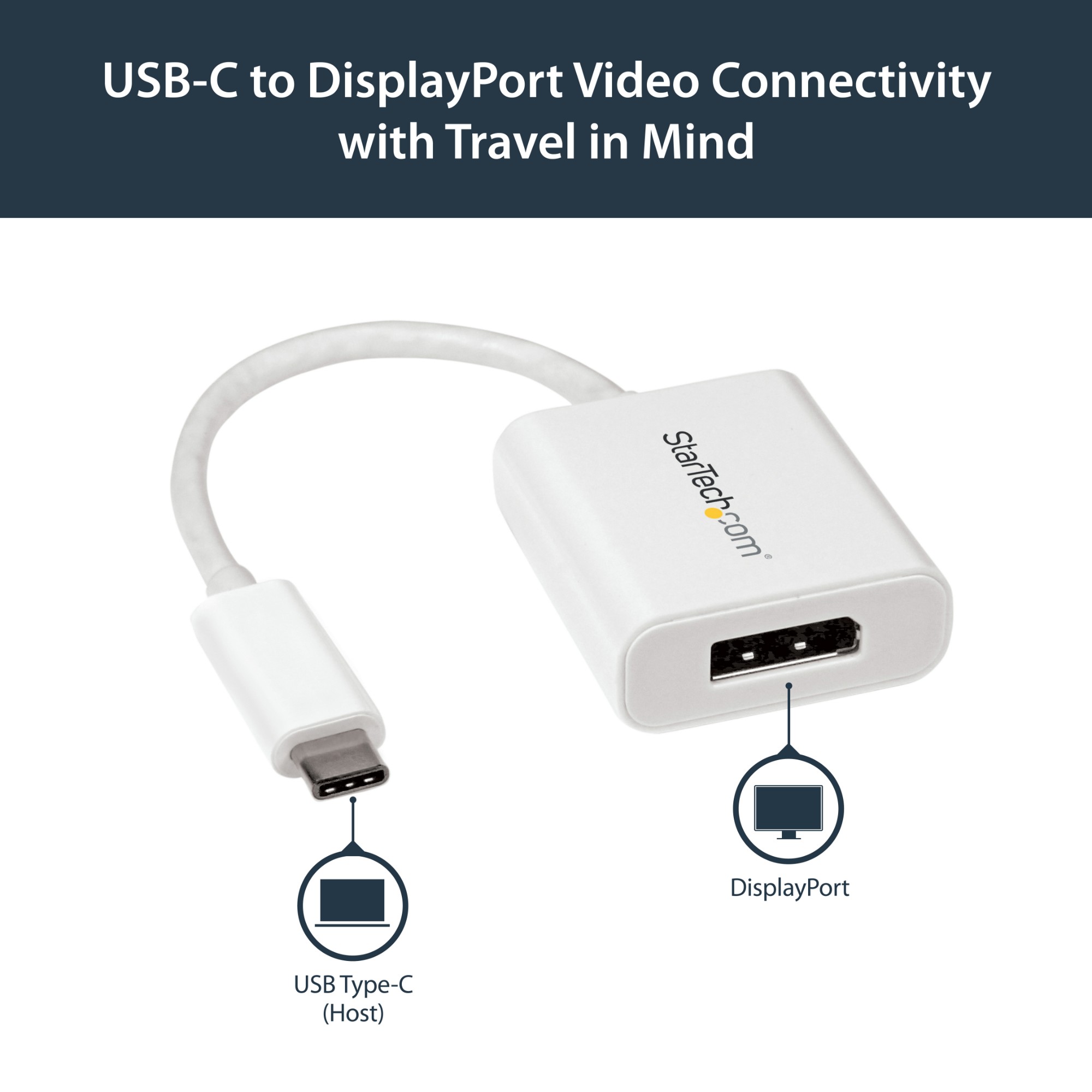 StarTech.com USB-C to DisplayPort Adapter - 4K 60Hz - White