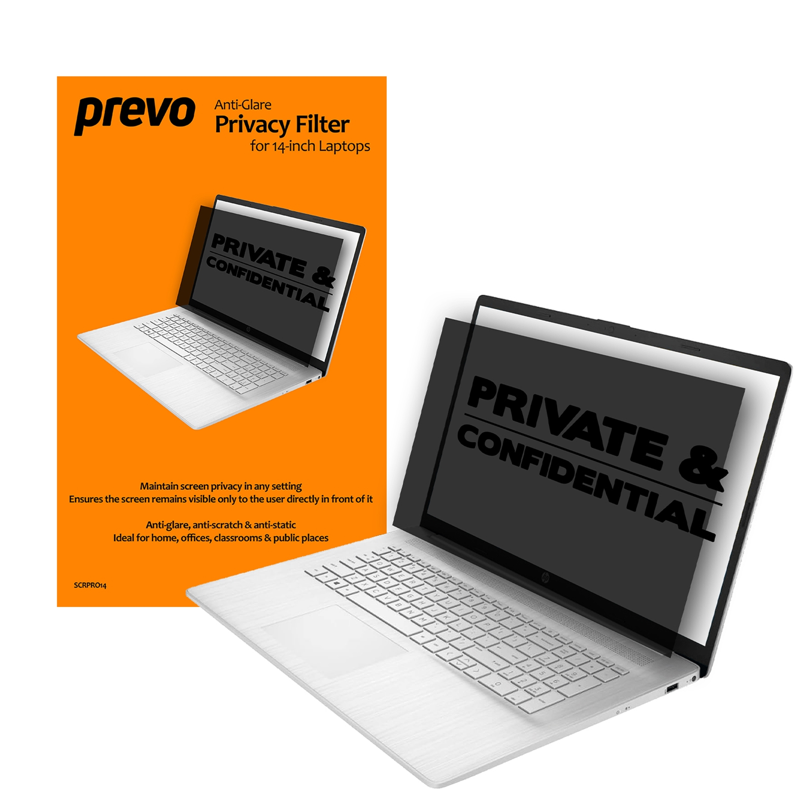 Prevo Light/Black 14-Inch Anti-Glare Laptop Privacy Screen Filter. Anti-Peep. Anti