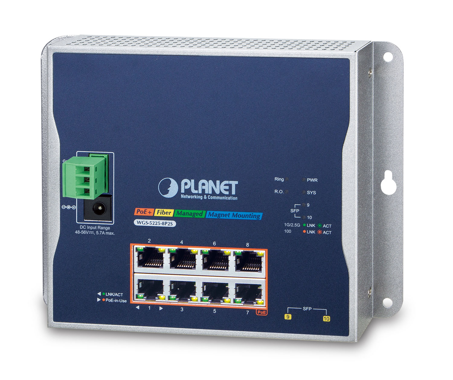 Photos - Switch PLANET WGS-5225-8P2S network  Managed L2+/L4 Gigabit Ethernet (1 
