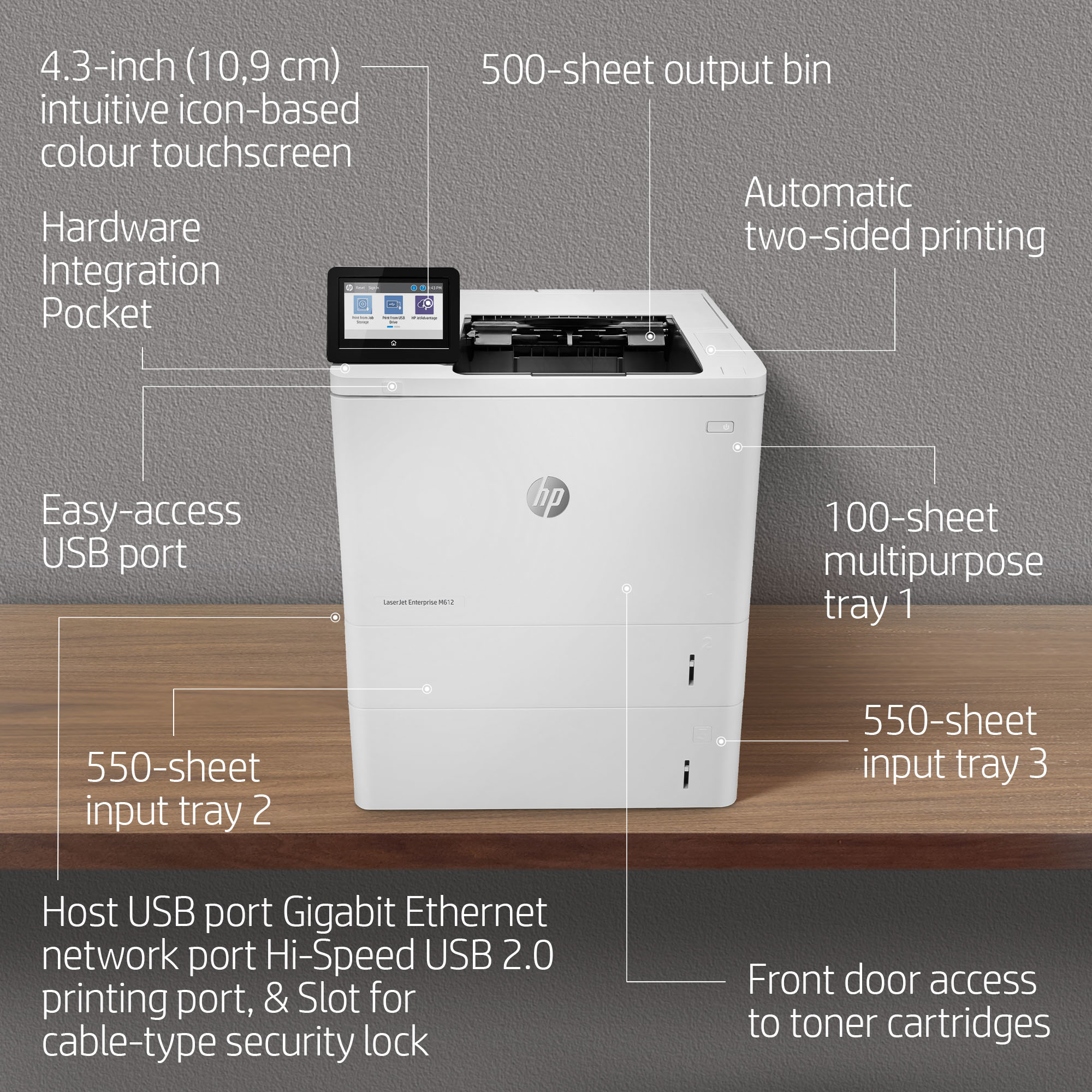 HP LaserJet Enterprise M612dn, Print, Twosided printing, 429 in