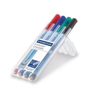 Staedtler Lumocolor correctable 305 marker 4 pc(s) Green, Black, Blue, Red