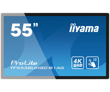 iiyama ProLite TF5538UHSC-B1AG Interactive flat panel 139.7 cm (55") LED 420 cd/m² 4K Ultra HD Black Touchscreen 24/7