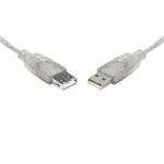 8WARE USB 2.0 Extension Cable 1m A to A Male to Female Transparent Metal Sheath Cable