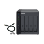 QNAP TR-004 48TB (WD RED PLUS) 4-bay 3.5 SATA HDD USB 3.0 type-C hardware RAID external enclosure. USB-C to USB-A cable included. Expansion unit for QNAP NAS; Windows; Mac; Linux computers.